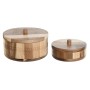 Caja-Joyero Home ESPRIT Natural Madera 15 x 15 x 9 cm (2 Unidades)