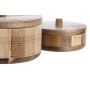 Caja-Joyero Home ESPRIT Natural Madera 15 x 15 x 9 cm (2 Unidades)