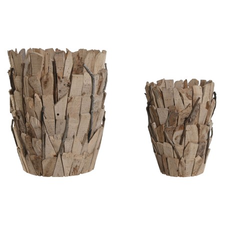 Set de Maceteros Home ESPRIT Marrón Madera de Paulonia 35 x 35 x 45 cm (2 Piezas)