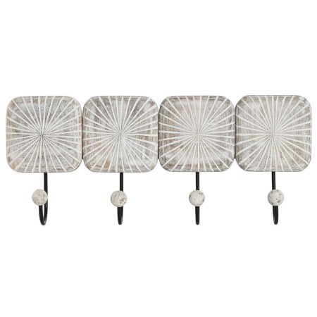 Portemanteau Home ESPRIT Blanc Noir Fer Bois de manguier Urbaine 41 x 7 x 17 cm