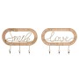 Perchero de Pared Home ESPRIT Dorado Natural Metal Ratán 40 x 6,4 x 28,6 cm (2 Unidades)