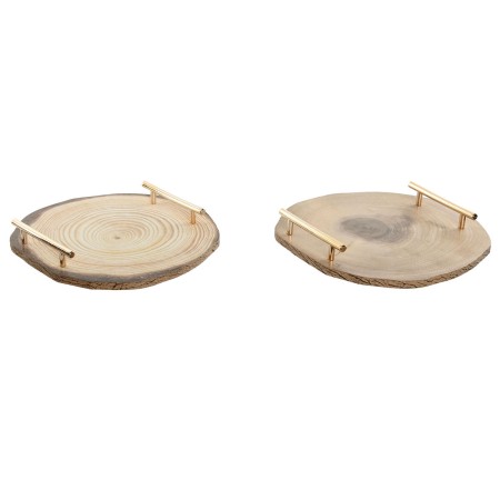 Centro de Mesa Home ESPRIT Marrón Dorado 30 x 30 x 4 cm (2 Unidades)