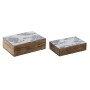 Caja-Joyero Home ESPRIT Azul Blanco Natural Madera de mango 25 x 17,5 x 8 cm (2 Unidades)