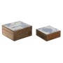 Caja-Joyero Home ESPRIT Azul Blanco Natural Madera de mango 18 x 17 x 8,5 cm (2 Unidades)