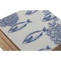 Caja-Joyero Home ESPRIT Azul Blanco Natural Madera de mango 18 x 17 x 8,5 cm (2 Unidades)