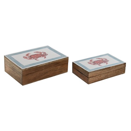 Caja-Joyero Home ESPRIT Multicolor Madera de mango 25 x 17,5 x 8 cm (2 Unidades)
