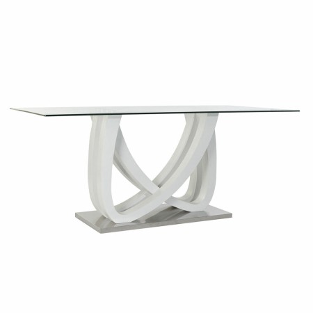 Table de Salle à Manger DKD Home Decor Verre Argenté Transparent Blanc Bois MDF (180 x 90 x 76 cm)