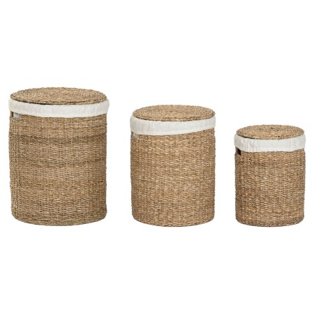 Set de basket Home ESPRIT Blanc Naturel Herbier marin Tropical (3 Pièces)