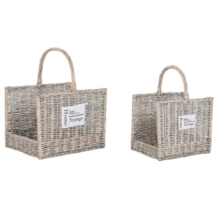 Support pour bois de chauffage Home ESPRIT Naturel osier 47 x 35 x 54 cm