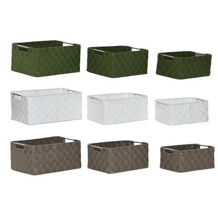 Juego de Cestas Home ESPRIT Verde Gris Crema Metal Polipropileno (3 Piezas) (3 Unidades)