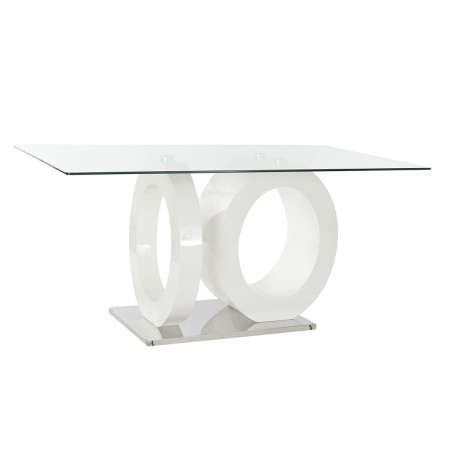 Table de Salle à Manger DKD Home Decor Verre Transparent Blanc Bois MDF (160 x 90 x 75 cm)