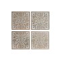 Decoración de Pared Home ESPRIT Blanco Natural Floral 60 x 2,5 x 60 cm (4 Piezas)