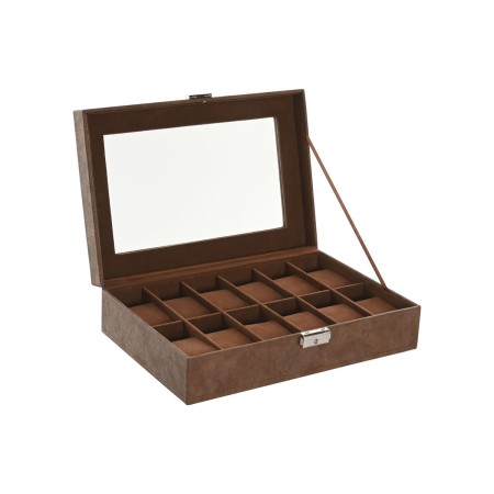 Caja-Joyero Home ESPRIT Marrón Poliuretano Cristal Madera MDF 30 x 20 x 8 cm