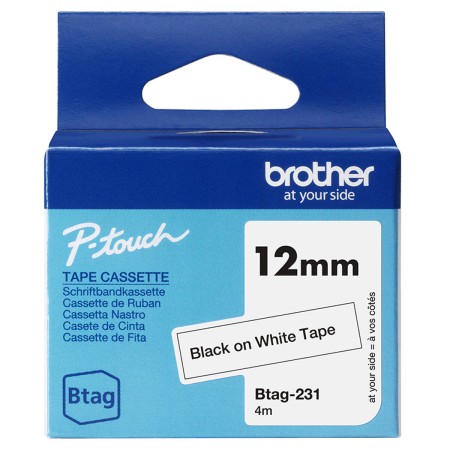 Cinta Adhesiva Brother BTAG-231 Negro/Blanco