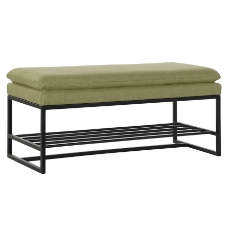 Banc de Pied de Lit DKD Home Decor Noir Vert Polyester Fer (80 x 36 x 35 cm)
