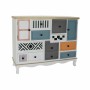 Buffet DKD Home Decor Blanc Gris Bois Orange Bleu ciel (115 x 37 x 92 cm)