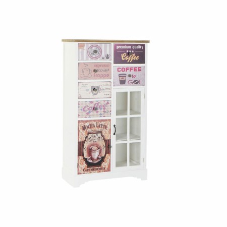 Caisson à Tiroirs DKD Home Decor Verre Naturel Bois MDF Blanc Multicouleur Vintage (79,5 x 35 x 136 cm)