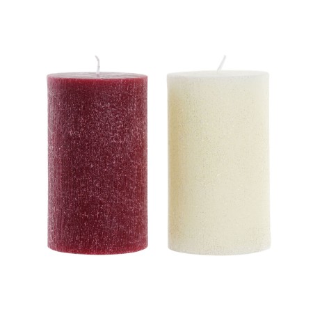 Vela DKD Home Decor Blanco Rojo Navidad 9 x 9 x 15 cm (2 Unidades)