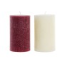 Bougie DKD Home Decor Blanc Rouge Noël 9 x 9 x 15 cm (2 Unités)
