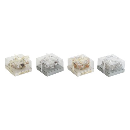 Bougie DKD Home Decor Doré Argenté Noël 10.5 x 10.5 x 7 cm 10,5 x 10,5 x 7 cm (4 Unités)