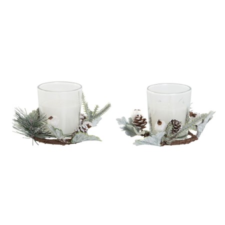 Velas DKD Home Decor Blanco Navidad 10 x 10 x 7 cm 19 x 10.5 x 7 cm (2 Unidades)