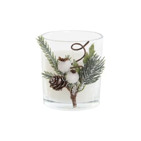 Bougie DKD Home Decor Blanc Noël 10,5 x 8,5 x 8,5 cm