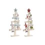 Sapin de Noël DKD Home Decor Rouge Rose Bois 17,5 x 5 x 38 cm (2 Unités)