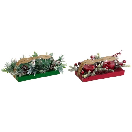 Bougie DKD Home Decor Rouge Vert 5,5 x 5,5 x 6,5 cm (2 Unités)