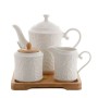 Tetera Home ESPRIT Blanco Bambú Porcelana