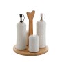 Aceitera Home ESPRIT Blanco Bambú Porcelana