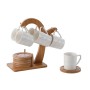 Juego de Tazas de Café Home ESPRIT Blanco Natural Bambú Porcelana 90 ml