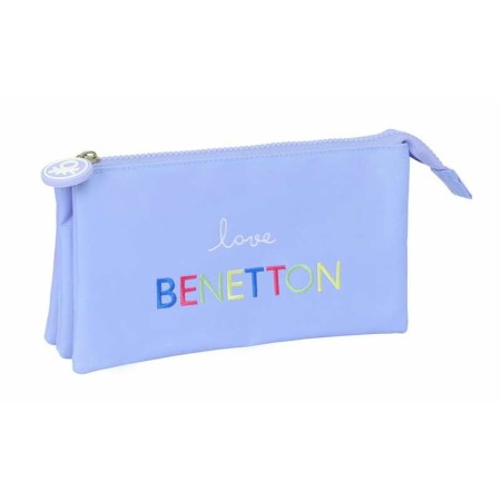 Trousse Fourre-Tout Triple Benetton Lila Lila 22 x 12 x 3 cm