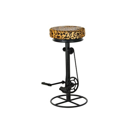 Tabouret DKD Home Decor Noir Métal Marron Cuir (45 x 40 x 82 cm)