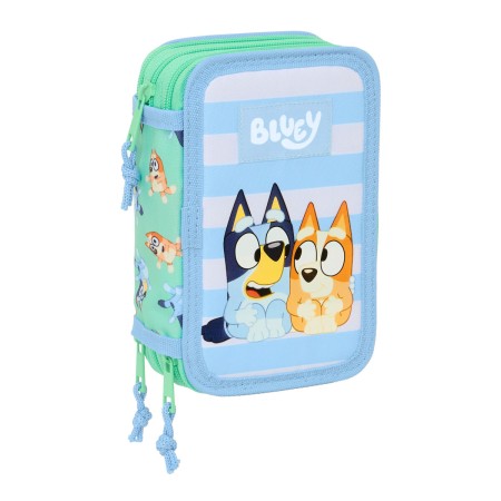 Portatodo Triple Bluey Sisters Verde Agua 12,5 x 19,5 x 5,5 cm 37 Piezas