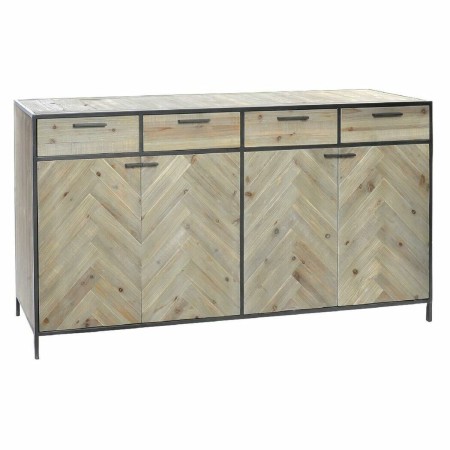 Buffet DKD Home Decor Sapin Naturel Noir Métal (160 x 42 x 85 cm)