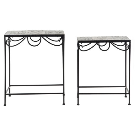 Jeu de 2 tables DKD Home Decor Céramique Noir Multicouleur Forge (2 pcs) (48 x 30 x 58 cm)