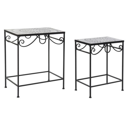 Jeu de 2 tables DKD Home Decor Céramique Noir Multicouleur Forge (2 pcs) (48 x 30 x 58 cm)