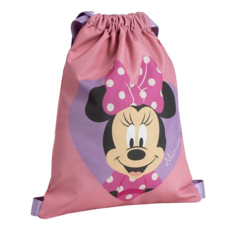 Bolsa Mochila con Cuerdas Minnie Mouse Rosa 27 x 33 x 1 cm