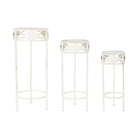 Jeu de 3 tables DKD Home Decor Métal Blanc (30,5 x 30,5 x 70 cm) (3 pcs)