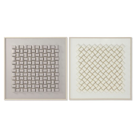 Cadre Home ESPRIT Blanc Beige Abstrait Moderne 100 x 3,5 x 100 cm (2 Unités)