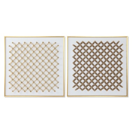 Cadre Home ESPRIT Blanc Doré Naturel Abstrait Moderne 100 x 3,5 x 100 cm (2 Unités)