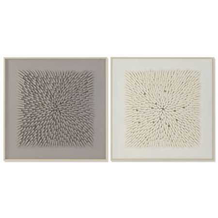 Cadre Home ESPRIT Beige Gris Abstrait Moderne 100 x 3,5 x 100 cm (2 Unités)