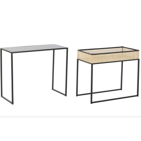 Set de 2 Tables Gigognes DKD Home Decor Métal Rotin (60 x 30 x 50 cm)