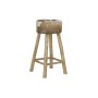 Tabouret DKD Home Decor Naturel Bois Marron Cuir Blanc (42 x 42 x 77 cm)