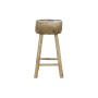 Tabouret DKD Home Decor Naturel Bois Marron Cuir Blanc (42 x 42 x 77 cm)