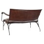 Banc avec Dossier DKD Home Decor Métal Bois Marron Cuir (127 x 70 x 74 cm)