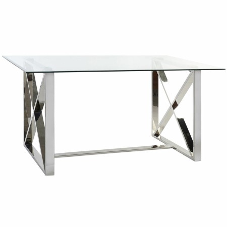 Table de Salle à Manger DKD Home Decor Verre Argenté Transparent Acier (170 x 90 x 75 cm)