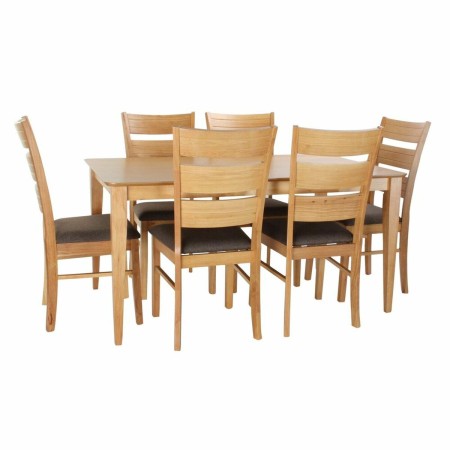 Ensemble Table + 6 Chaises DKD Home Decor Marron Clair Chêne Bois MDF (98 cm) (150 x 90 x 74 cm)