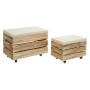 Repose-pied DKD Home Decor Naturel Beige Bois Polyester (60 x 35 x 44 cm)