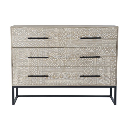Commode DKD Home Decor Sapin Naturel Noir Métal MDF (107 x 35 x 80 cm)